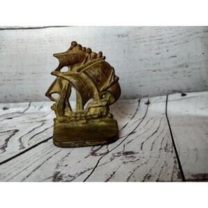 Vintage Brass Ship Sail Boat Book End